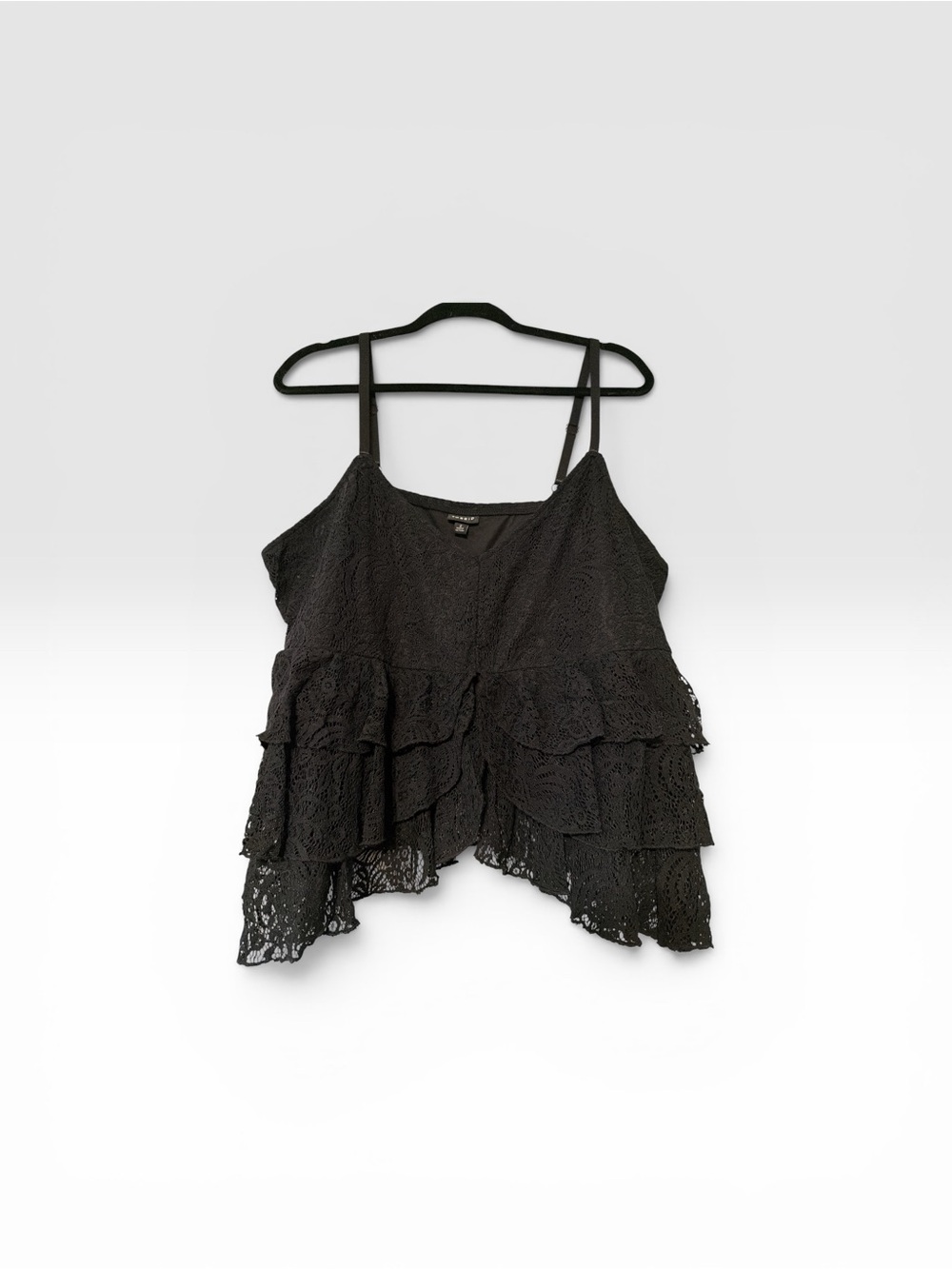 torrid Black Lace Tiered Ruffle Camisole